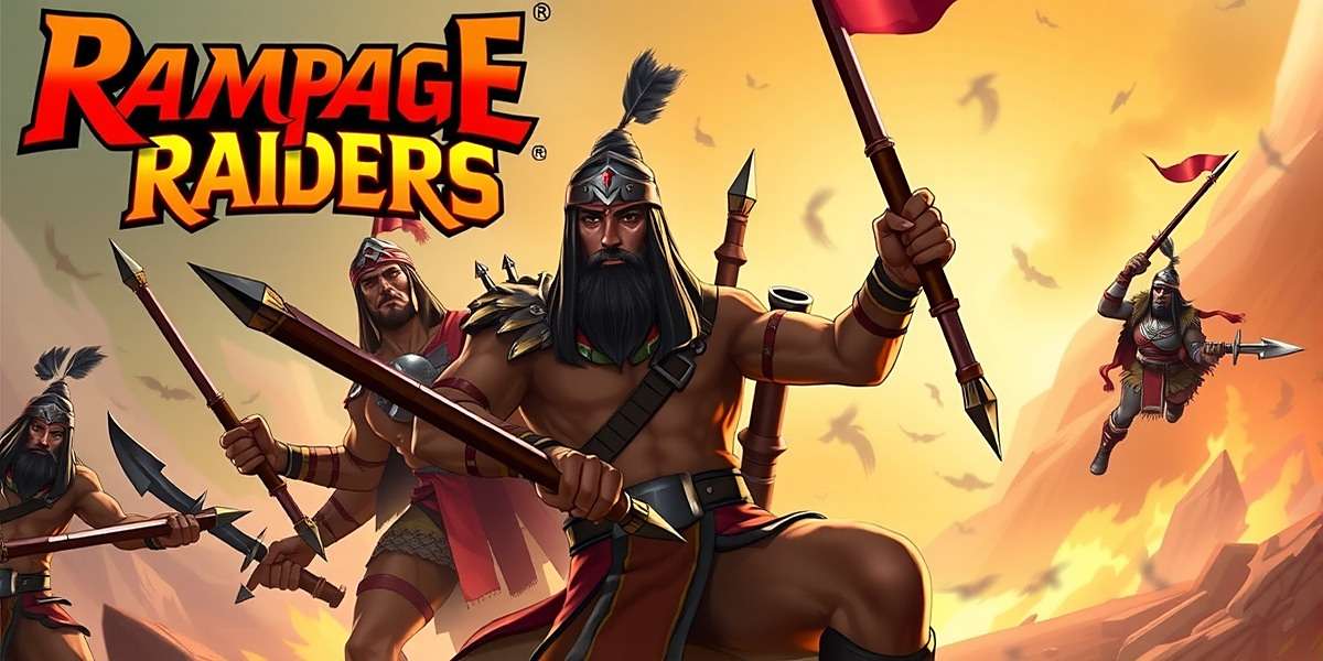 Rampage Raiders game cover with Indian warrior characters in battle